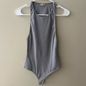 Free People Grey Ribbed Body Suit